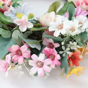 Artificial daisy flower wreath for spring garden wedding decor and home decoration