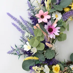 Nordischer künstlicher Lavendel Blumenkranz für Wand Tür Deko Hochzeit Party Zubehör