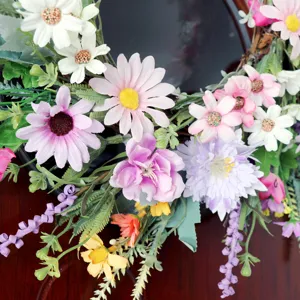 Künstlicher Gänseblümchen Kranz für Heimdekoration, Frühlingswand Tür Hängeornament.