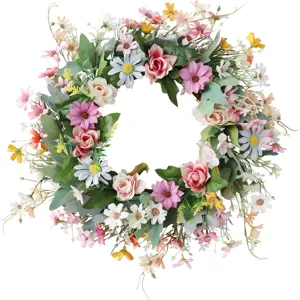 Artificial daisy floral wreath for spring home decor wedding party wall hanging decoration item