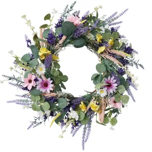 Künstlicher Lavendel Eukalyptus Blumenkranz für Wand Tür Deko Hochzeit Layout