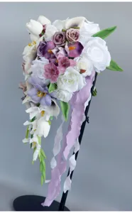 Kaskaden Brautstrauss künstliche Blumen Hochzeit Tulpen Handblumen für Foto Dekoration.