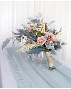 Dusty blue wedding bridal bouquet artificial flower home decor photo prop table centerpiece