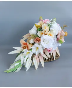 Europäische Braut Tropfen Wasserfall künstliche Blumenstrauß für Hochzeitsfotografie Requisiten.
