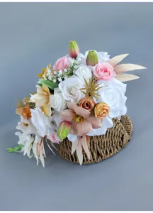 Brautkaskade künstliche Blumenstrauß Hochzeit Hand halten Blumenarrangement Dekoration weiß rosa