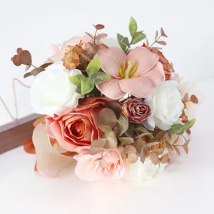 Artificial bridal wedding bouquet simulation rose flower floral arrangement for ceremony decor