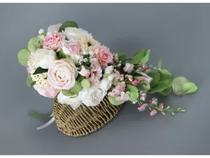 Bouquet de mariée cascade artificiel rose blanc mariage photo accessoire décoration
