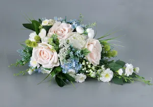 Künstliche Brautstrauß Hochzeit rosa Rose weiße Pfingstrose Seidenblume Hängende Deko