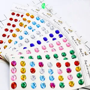 Colorful round acrylic gemstone stickers for DIY mobile phone and car decoration crafts.