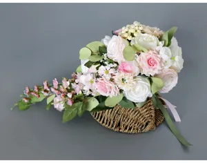 Bouquet de mariée cascade fleurs artificielles rose blanc accessoires photo mariage