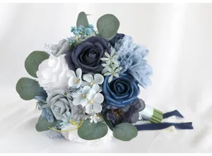 Künstlicher Brautstrauß Hochzeit Blumen blauer Rosen Eukalyptus Blatt Gesteck Dekorationen