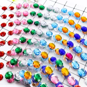 Large acrylic rhinestone gem stickers detail view for phone and car DIY craft decoration.