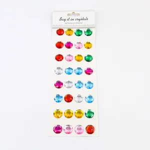 Colorful round acrylic rhinestone stickers DIY phone car crystal diamond decorative decals sheet