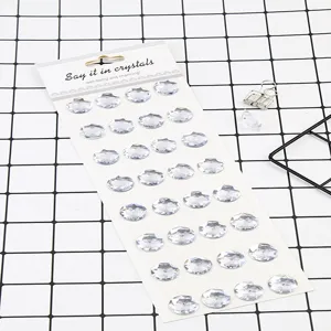 Clear acrylic rhinestone stickers round diamond gems for phone DIY craft decoration.