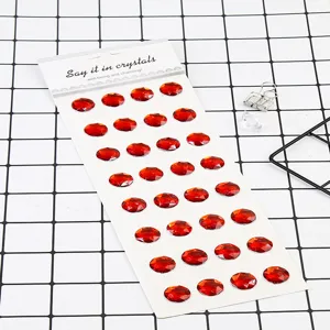 Red round acrylic rhinestone stickers sheet for DIY phone decor and crafts detail view.