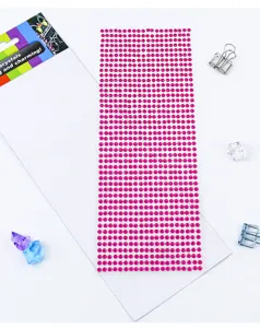 Detail view of 4mm pink acrylic rhinestone stickers sheet, sparkling DIY phone car decor.