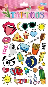 Creative cartoon temporary tattoo stickers set, waterproof body art transfer stickers.