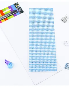 Light blue acrylic rhinestone sticker sheet 4mm DIY sparkly crystal sticker for phone and car.