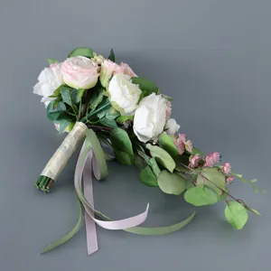 Bouquet de mariée artificiel rose cascade mariage fleur à main accessoire photo