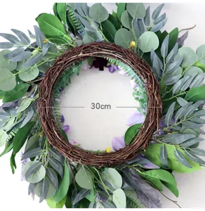 Fruehling kuenstlicher Eukalyptus Kranz 30cm Haus Wand Tuer haengende Blumen Dekoration