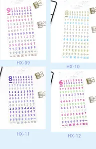 Details view of colorful crystal epoxy transparent laser digital stickers sheet for journaling.