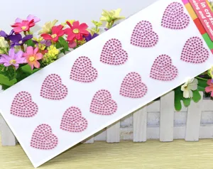 Rosa Herz Kristall Strass Aufkleber DIY Handy Deko Karte. Ideal für kreative Bastelarbeiten.