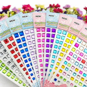 Square Resin Rhinestone Stickers Acrylic Crystal Gem Stickers For Phone Case Decor DIY Craft Art Supplies