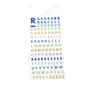 Colorful 3D crystal epoxy transparent alphabet letter stickers with laser glitter for journaling.