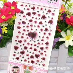 Acrylic rhinestone heart stickers for DIY phone decoration and crafts pink gems.