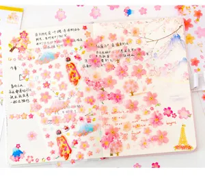 Autocollants époxy cristal de fleurs de cerisier pour décoration de journal intime et de téléphone.