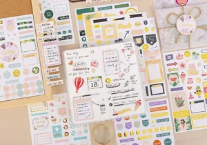 Decoratieve planner stickers set, bullet journal benodigdheden, schattig kantoorartikelen.