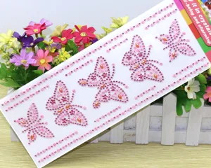 Resin butterfly rhinestone DIY sticker, creative acrylic crystal gems for handmade craft decor.