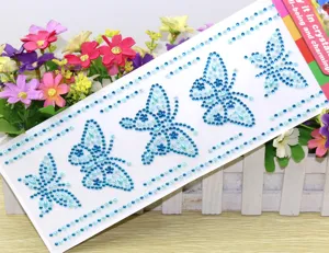 Blue butterfly rhinestone crystal stickers DIY craft acrylic diamond sticker sheet detail