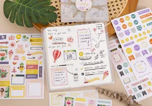 Decoratieve planner sticker set voor notitieboek, creatieve planning en knutselen.