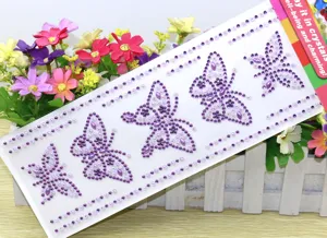 Resin butterfly rhinestone DIY sticker, purple acrylic crystal craft diamond for decoration.