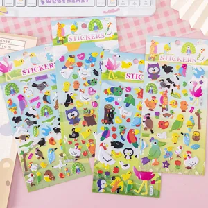 Cute 3D puffy cartoon animal stickers for kids kindergarten early education craft DIY.