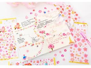 Adorables autocollants époxy de fleurs de cerisier pour journal et décoration de téléphone.