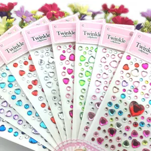 Acrylic Heart Rhinestone Stickers DIY Phone Car Craft Decal Bling Crystal Diamante Adhesive Sticker Sheet