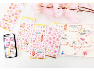 Autocollants époxy cristal 3D fleur de cerisier pour déco de journal DIY et coque de téléphone