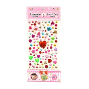 Starry sky acrylic rhinestone cellphone stickers, DIY colorful heart diamond decorative decals.