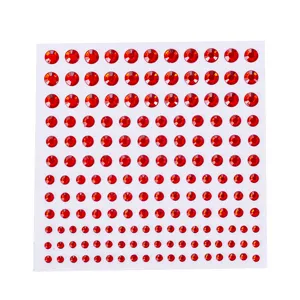 Red acrylic rhinestone stickers diy face gem crystal stickers self adhesive craft diamonds!