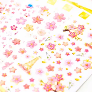 Adorables autocollants époxy cristal 3D fleur de cerisier pour journal et coque de téléphone.