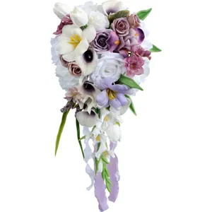 Kaskaden Brautstrauß künstliche Blumen Tulpen Rosen für Hochzeit Party Foto Deko