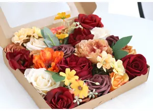 Caja de flores de rosas artificiales set DIY arreglo floral hecho a mano decoración hogar