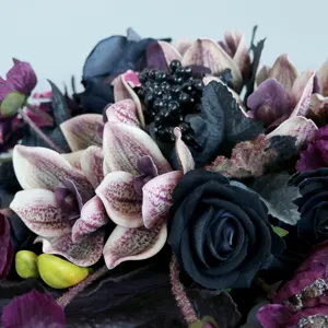 Vintage schwarz lila Phalaenopsis Hochzeit Handstrauß künstliche Blumen europäische Braut Deko