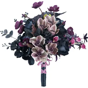 Gothic schwarz lila künstlicher brautstrauß handgehaltene blumen europäischer stil.