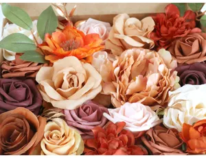 Hermosa caja de flores de rosas artificiales material de decoracion para hogar DIY