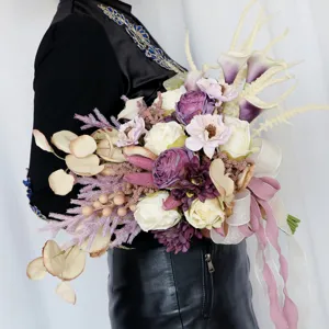 European vintage bridal hand bouquet artificial rose for wedding decor photo props