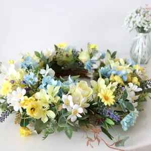 Spring floral wreath artificial flower door hanging wall decor home decoration ornament