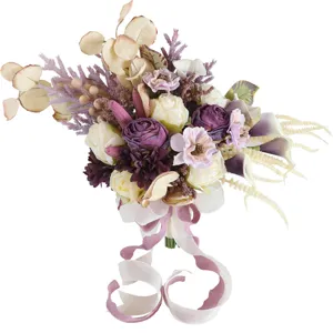 European retro bridal bouquet artificial burnt-edge rose wedding floral decorations